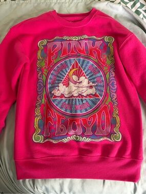 Pink Floyd Neon Pink Tie-Dye Logo Crewneck Girls